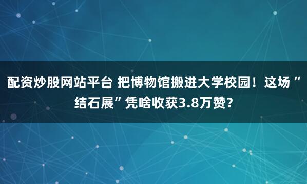 配资炒股网站平台 把博物馆搬进大学校园！这场“结石展”凭啥收获3.8万赞？